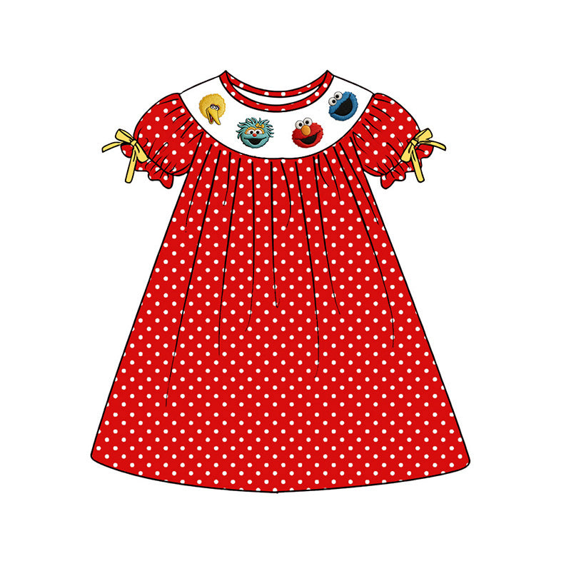 （Pre Order）Siblings Spring&Summer Cartoon Embroidery Smocked Dress,Set&Romper