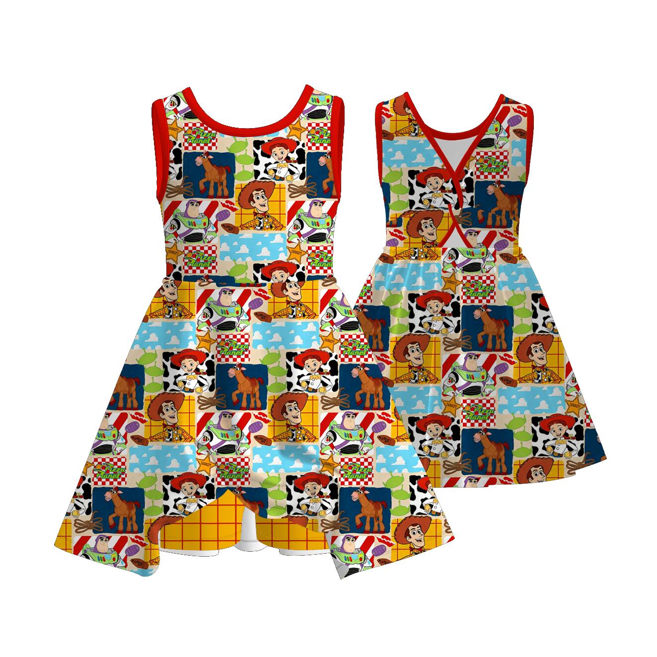 （Pre Order+Prepack Zone）Siblings Cartoon Toy Print Dress&Set（Mix Size）