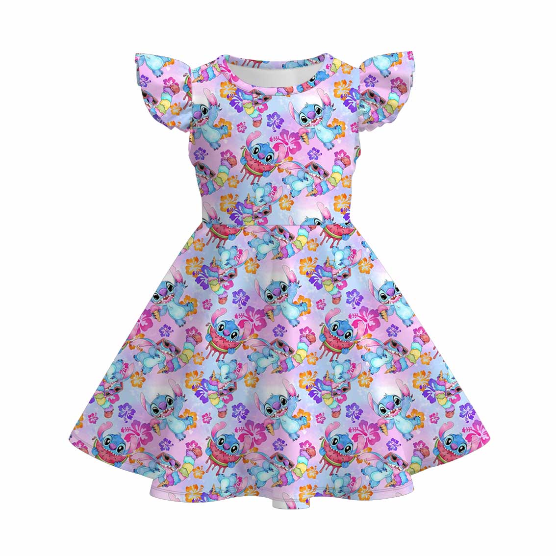 （Pre Order+Prepack Zone）Girls Spring&Summer Cartoon Print Dress,Set&Pajamas