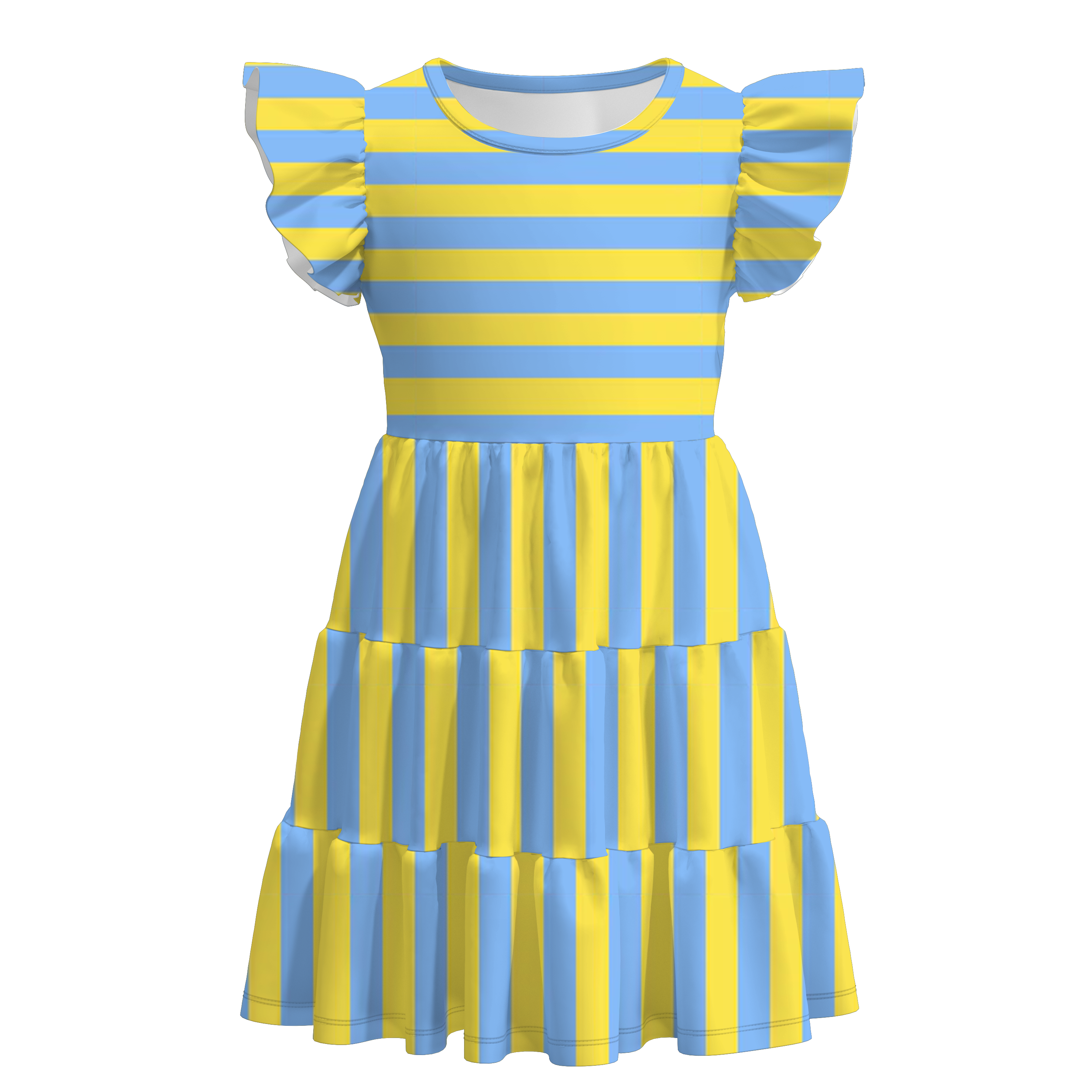 （Pre Order+Prepack Zone）Girls Spring&Summer Stripe Print Dress