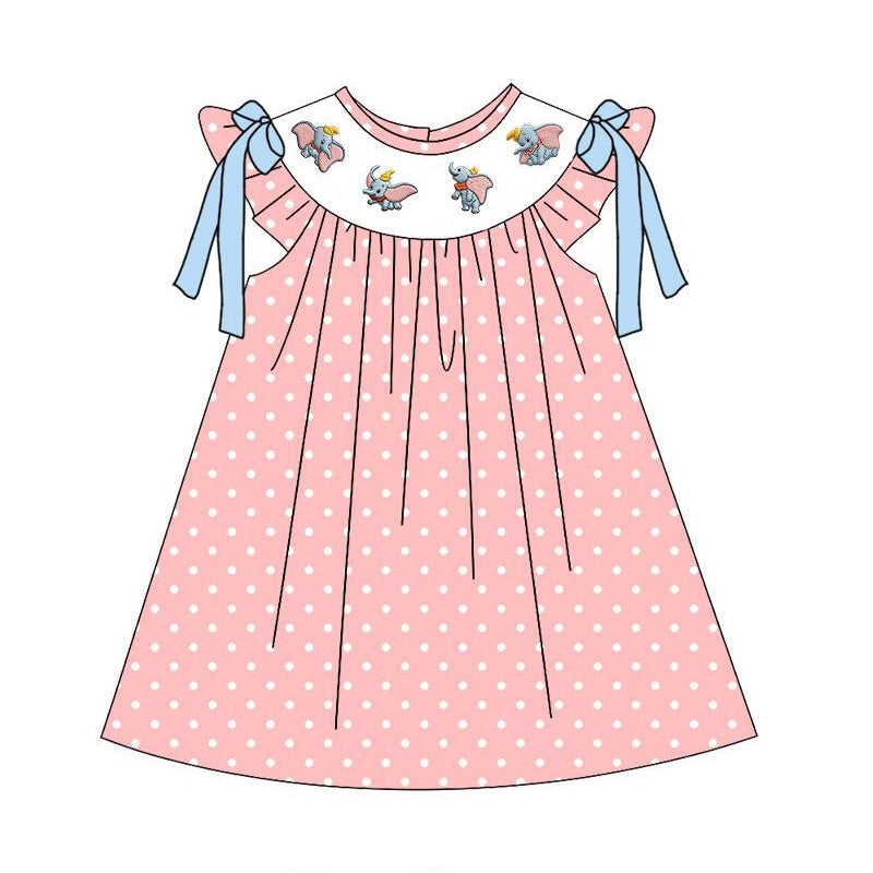 （Pre Order）Siblings Spring&Summer Cartoon Elephant Embroidery Smocked Dress,Set&Romper
