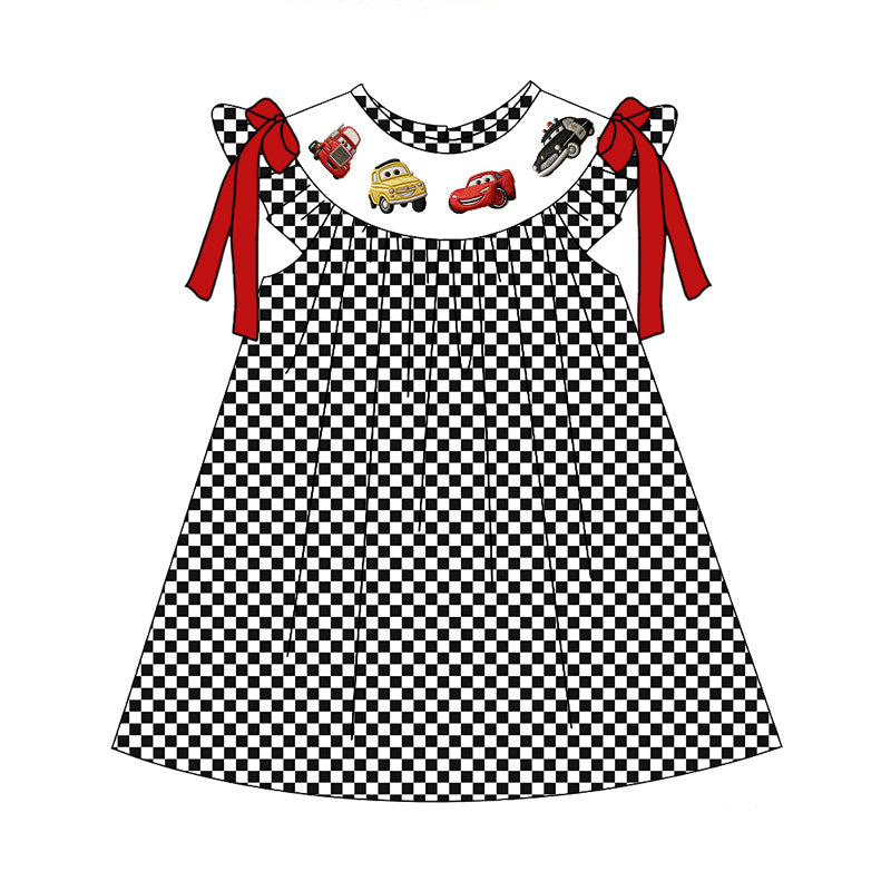 （Pre Order）Siblings Spring&Summer Cartoon Car Embroidery Smocked Dress,Set&Romper