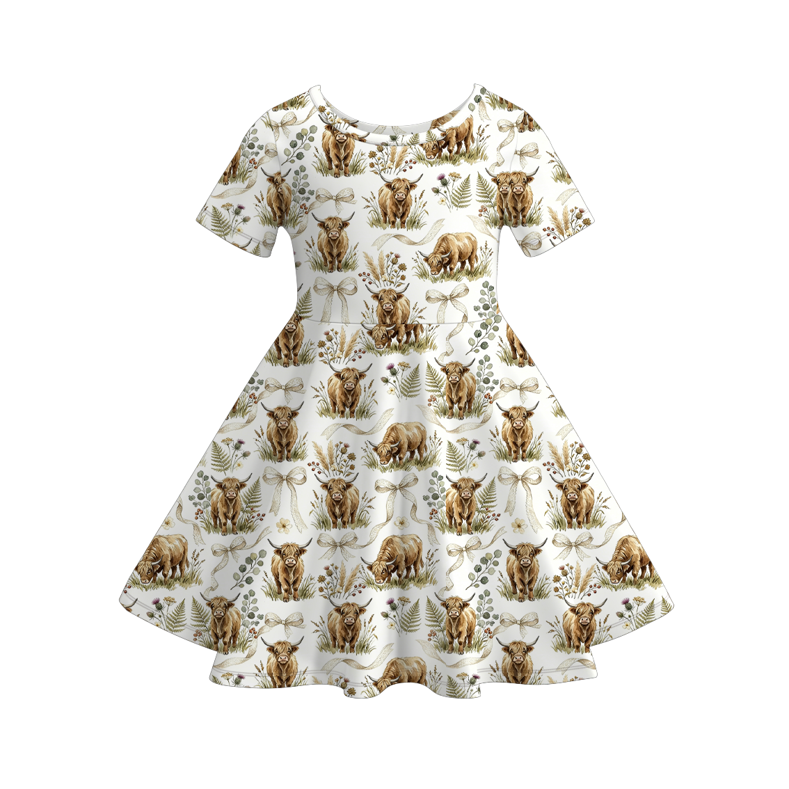 （Pre Order+Prepack Zone）Girls Spring&Summer Western Bowboy Print Dress