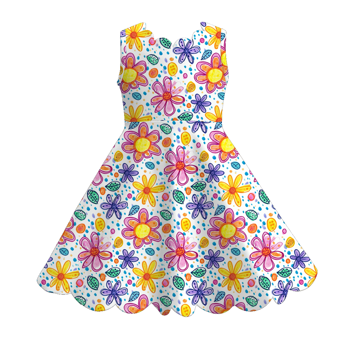 （Pre Order+Prepack Zone）Girls Spring&Summer Floral Print  Scallop Dress&Set