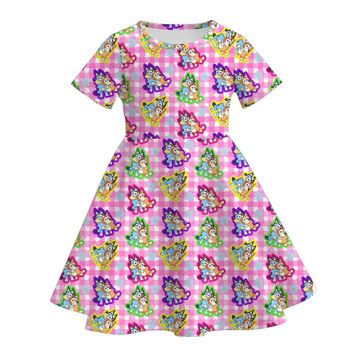 （Pre Order+Prepack Zone）Girls Cartoon Puppy Print Dress,Set（Mix Size）
