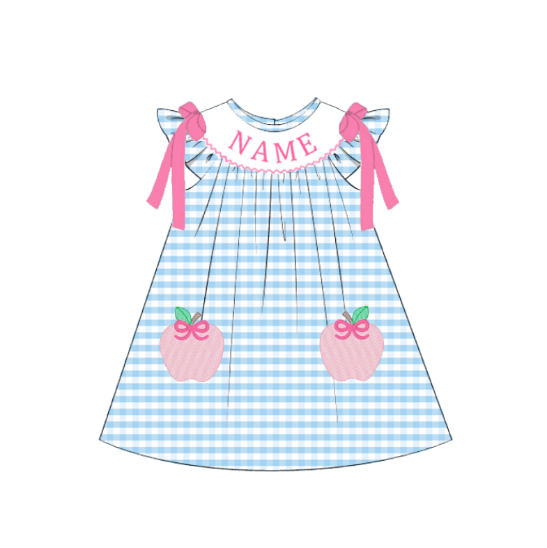 （Pre Order）Sisters Summer Back To School Embroidery Smocked Dress&Set-Customized name