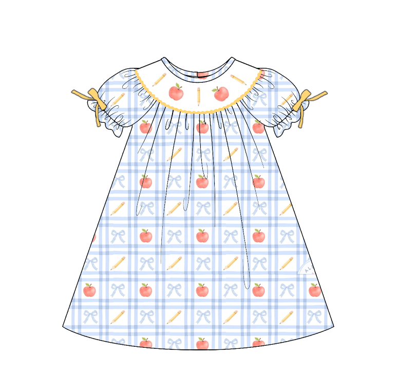 （Pre Order）Sisters Summer Back To School Embroidery Smocked Dress&Set