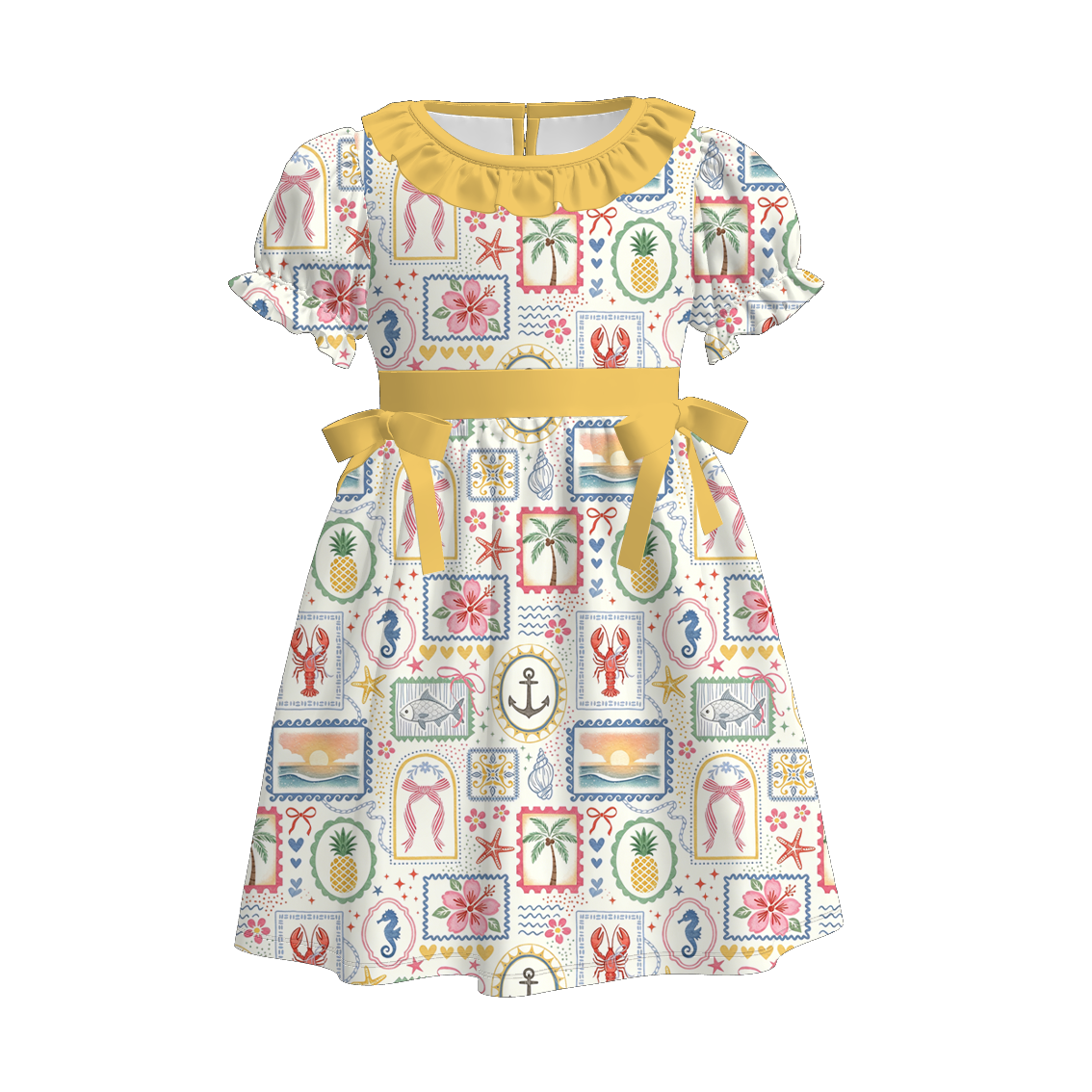 （Pre Order+Prepack Zone）Girls Spring&Summer Seaside Print Dress（Mix Size）