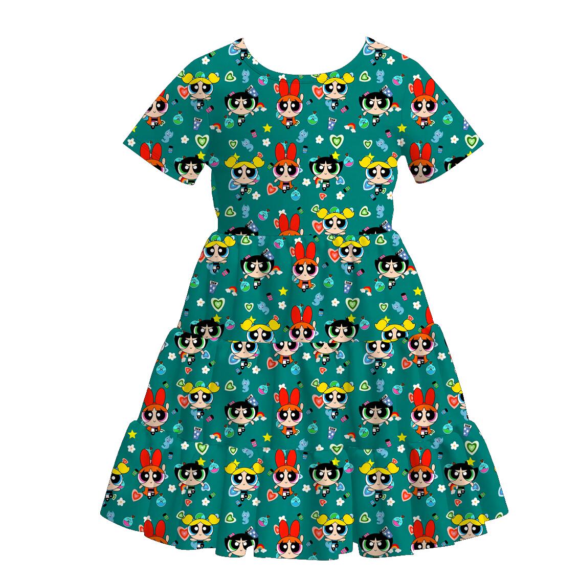 （Pre Order）Mommy and Me Spring&Summer Cartoon Print Dress,Set