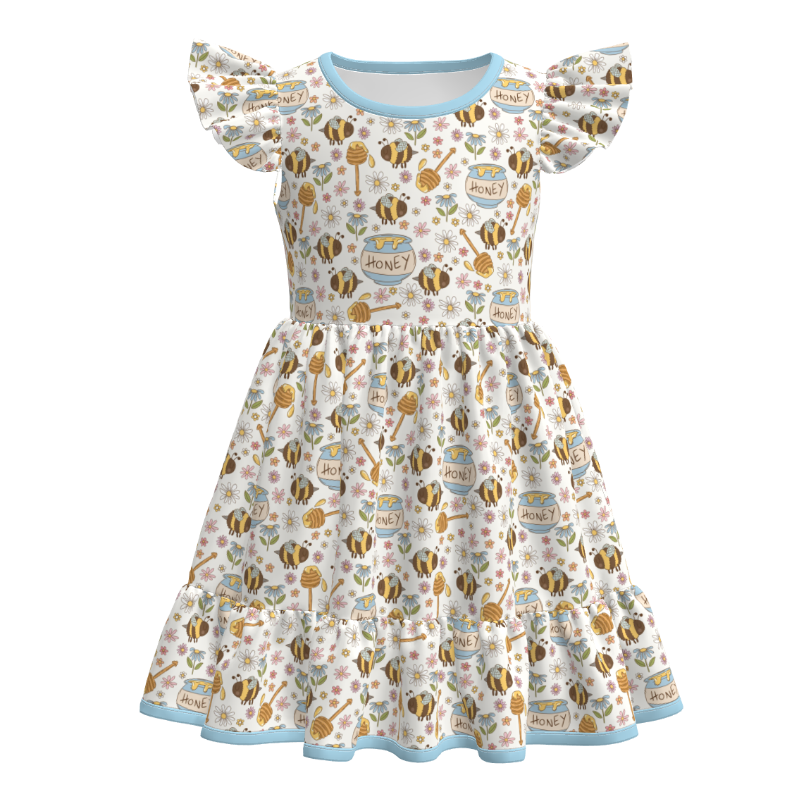 （Pre Order+Prepack Zone）Girls Summer Bee&Floral Print Dress