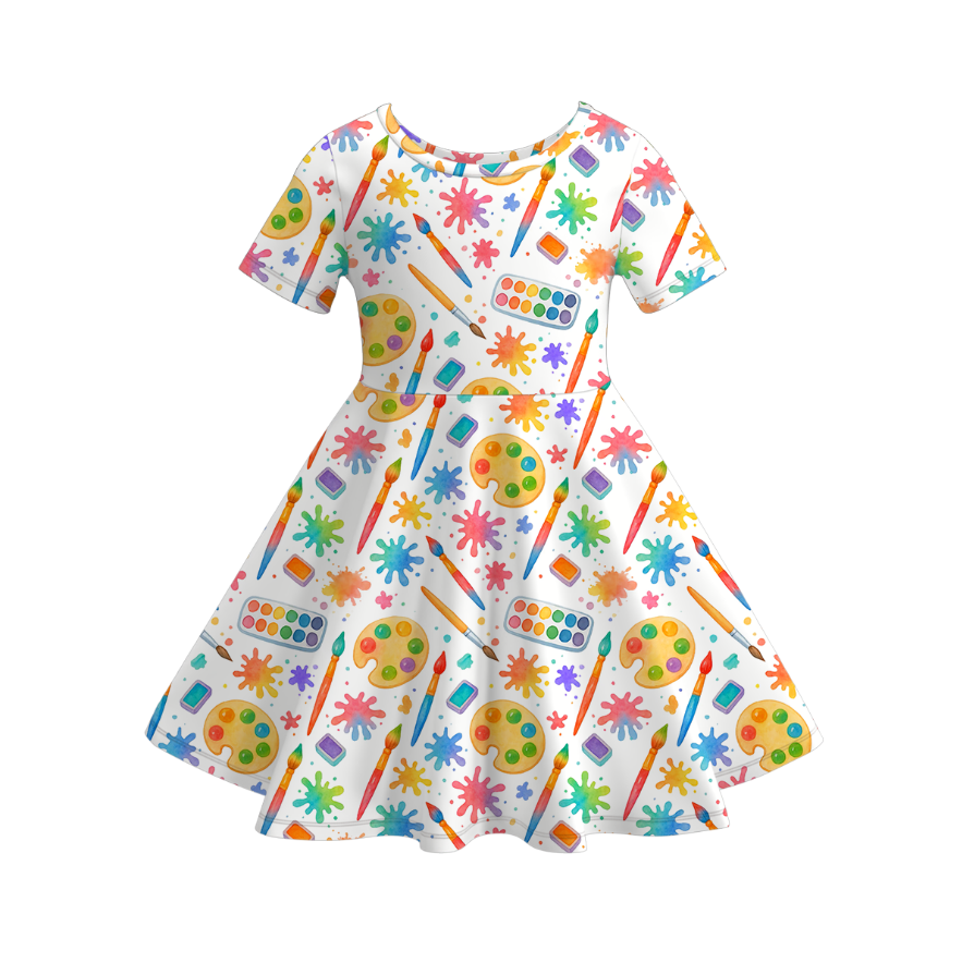 （Pre Order+Prepack Zone）Girls Summer Back To School Print Dress