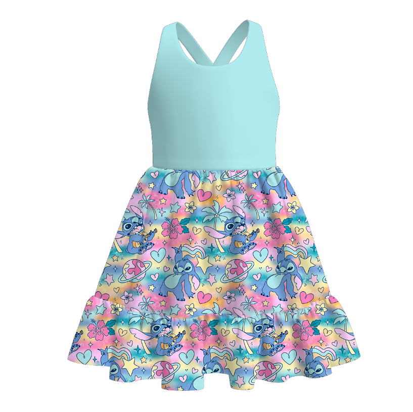 （Pre Order+Prepack Zone）Girls Spring&Summer Cartoon Print Dress