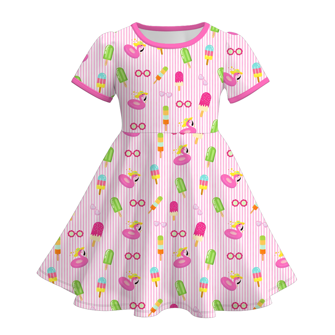 （Pre Order+Prepack Zone）Girls Summer Ice Cream Print Dress