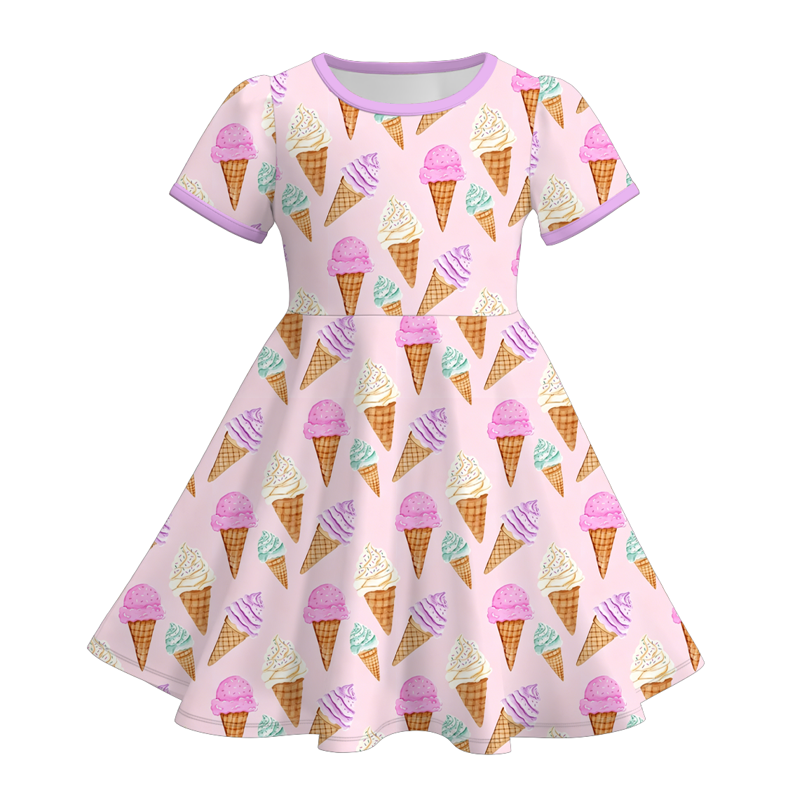 （Pre Order+Prepack Zone）Girls Summer Ice Cream Print Dress