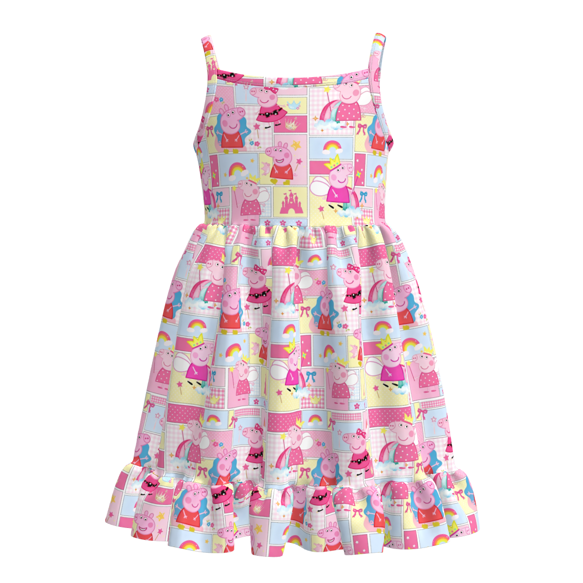 （Pre Order+Prepack Zone）Girls Summer Cartoon Print Slip Dress
