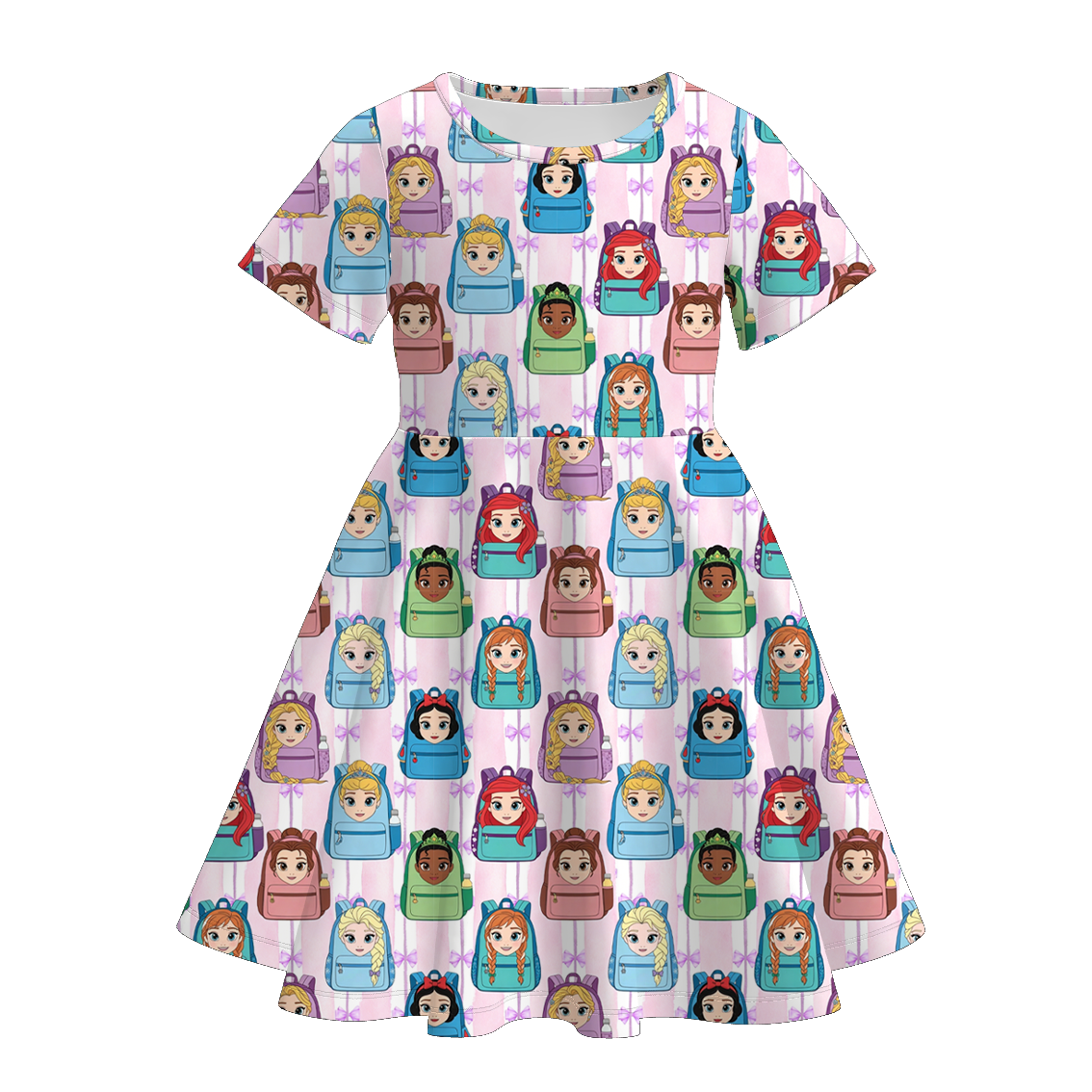 （Pre Order+Prepack Zone）Girls Summer Back To School Princess Print Dress&Set