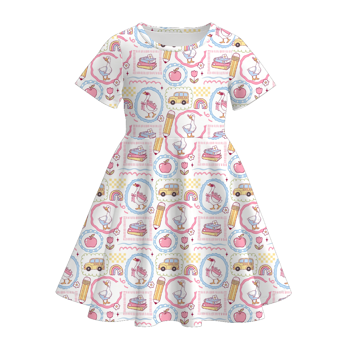 （Pre Order+Prepack Zone）Girls Summer Back To School Print Dress with Pockets