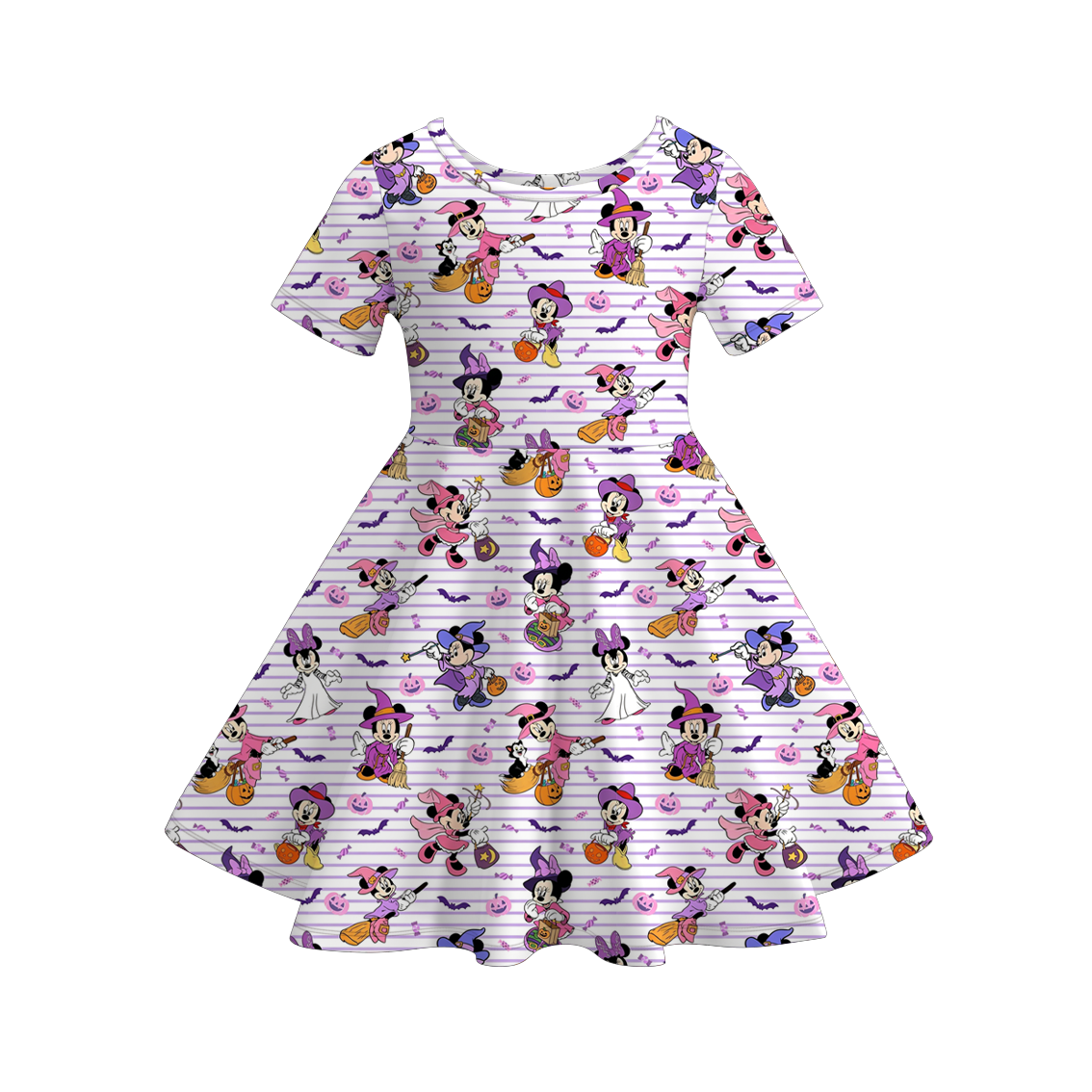 （Pre Order+Prepack Zone）Girls Halloween Cartoon Print Dress（Mix Size）