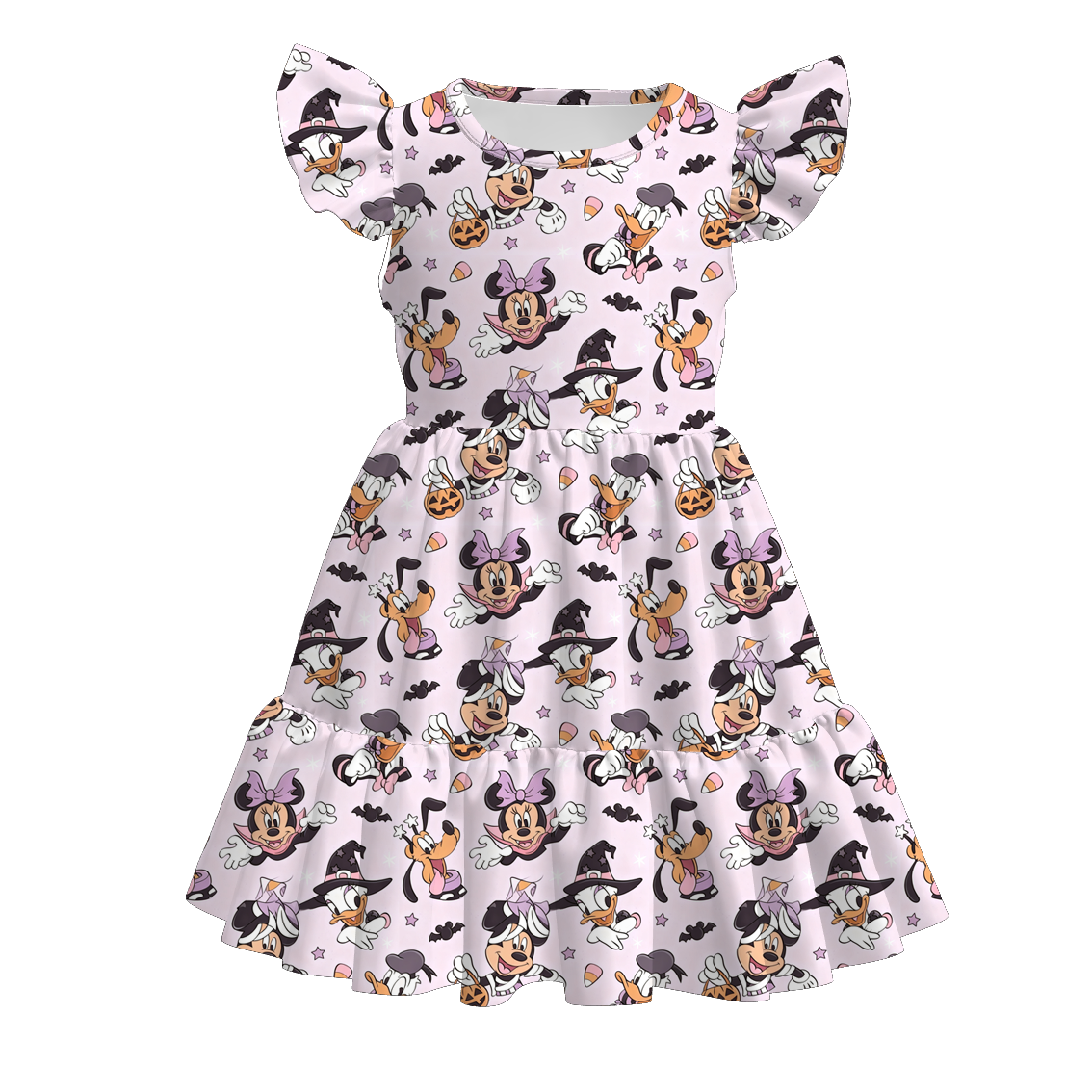 （Pre Order+Prepack Zone）Sisters Halloween Cartoon Print Dress&Romper