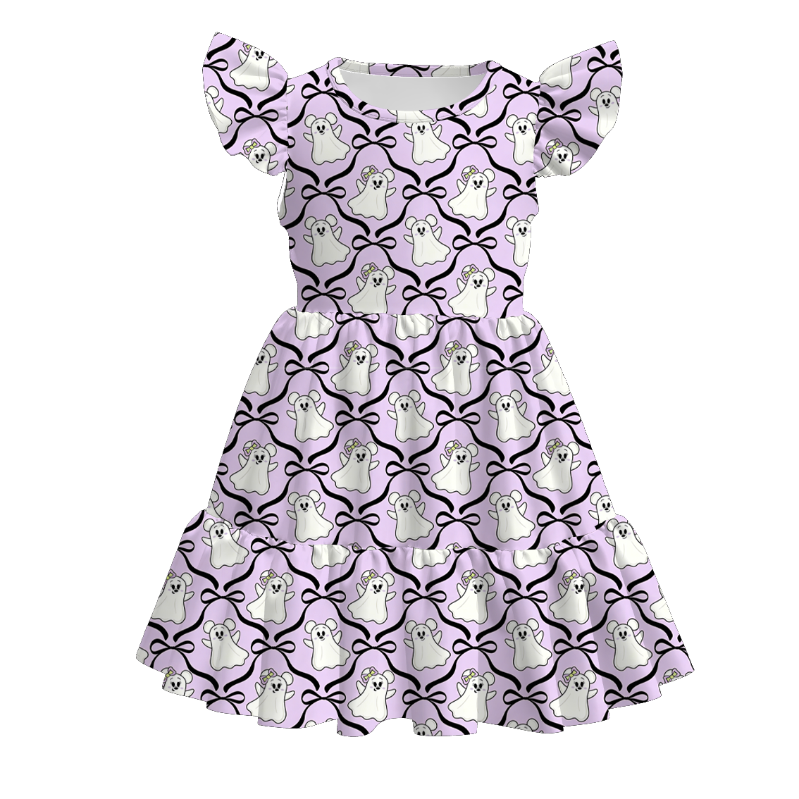 （Pre Order+Prepack Zone）Sisters Halloween Cartoon Print Dress&Romper