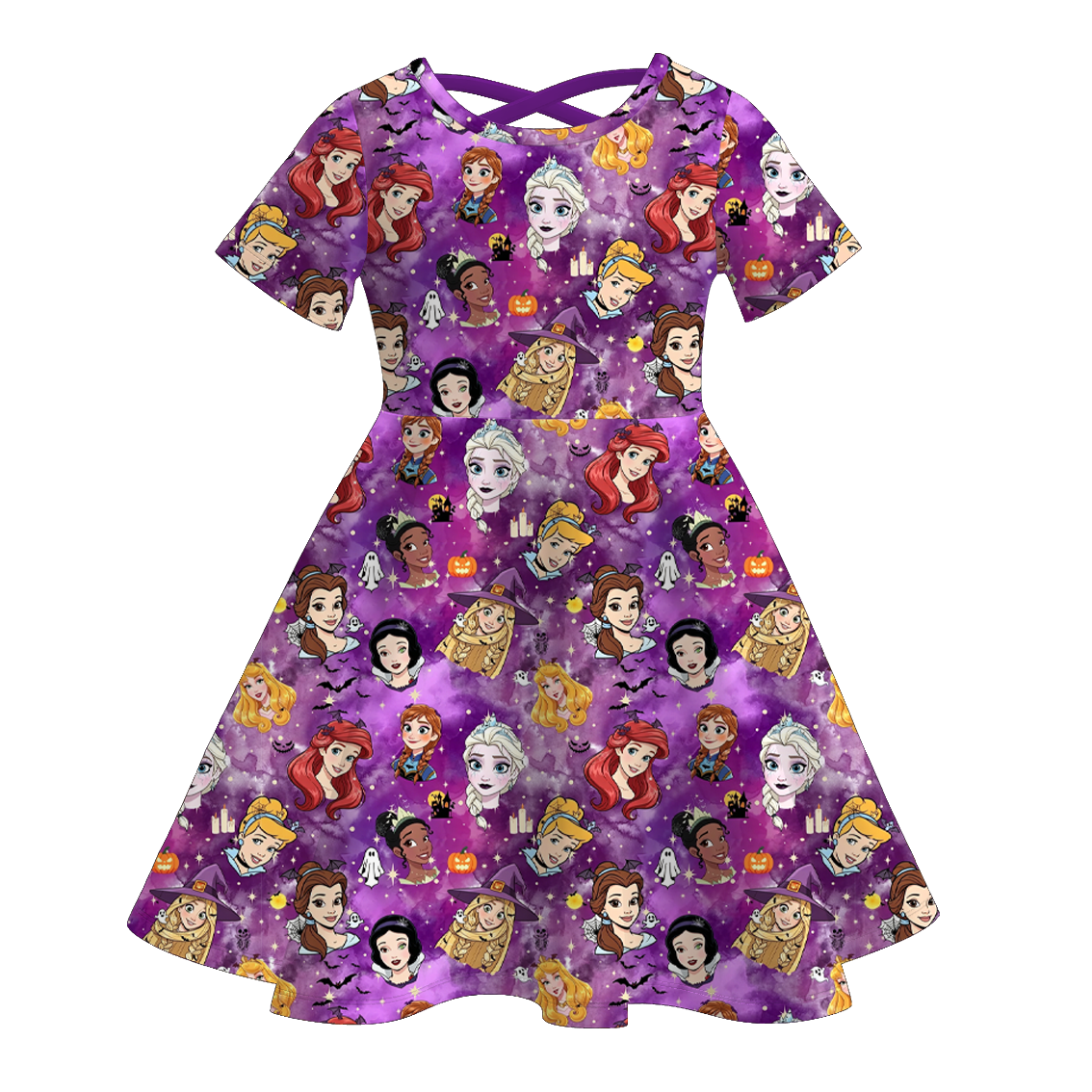 （Pre Order+Prepack Zone）Girls Halloween Cartoon Print Dress（Mix Size）