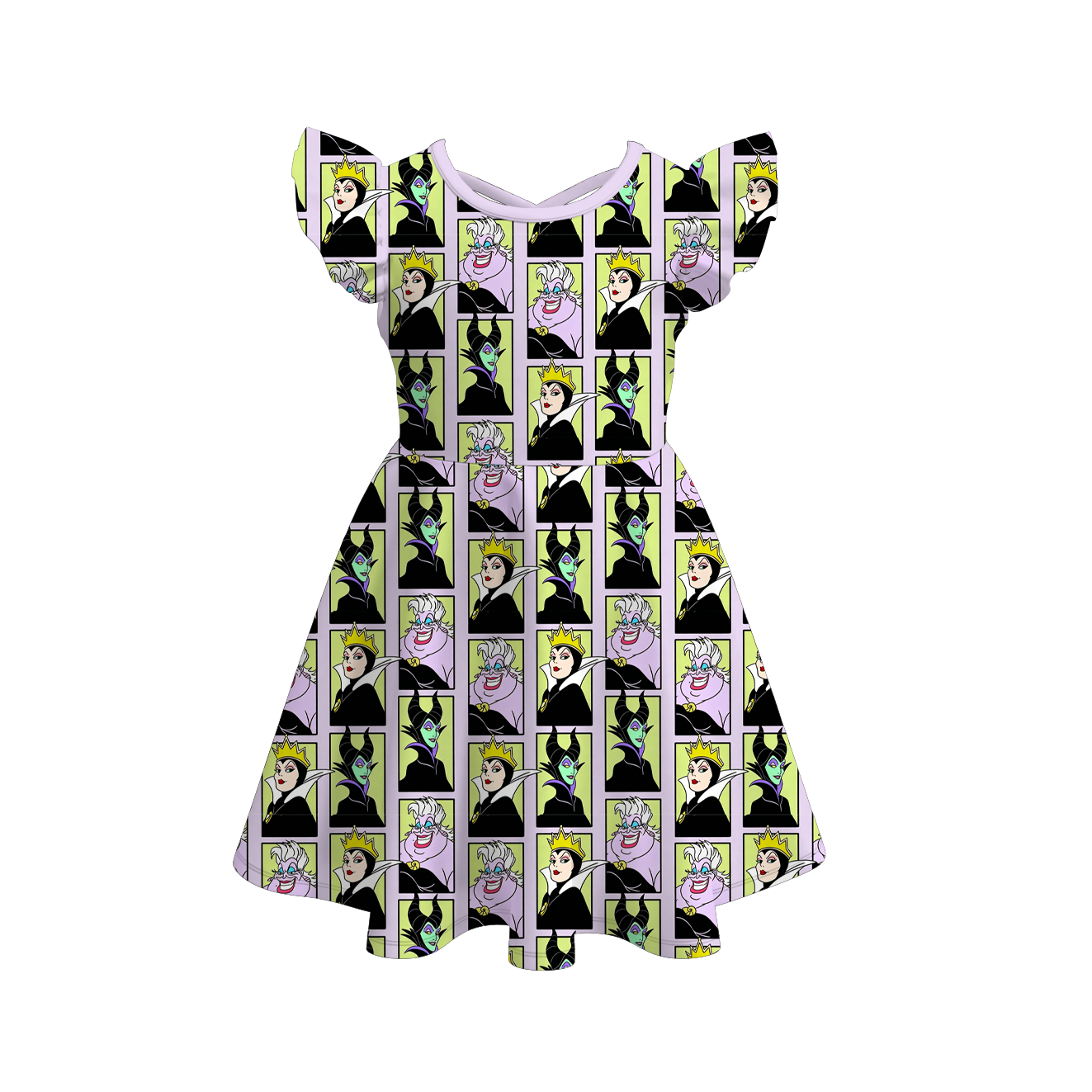 （Pre Order+Prepack Zone）Girls Halloween Print Flying Sleeves Dress（Mix Size）