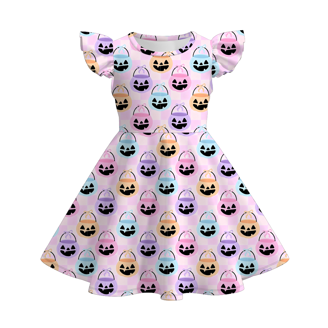 （Weekly Pre-Order）Girls Halloween Pumpkin Print Dress（Ends Wednesday）