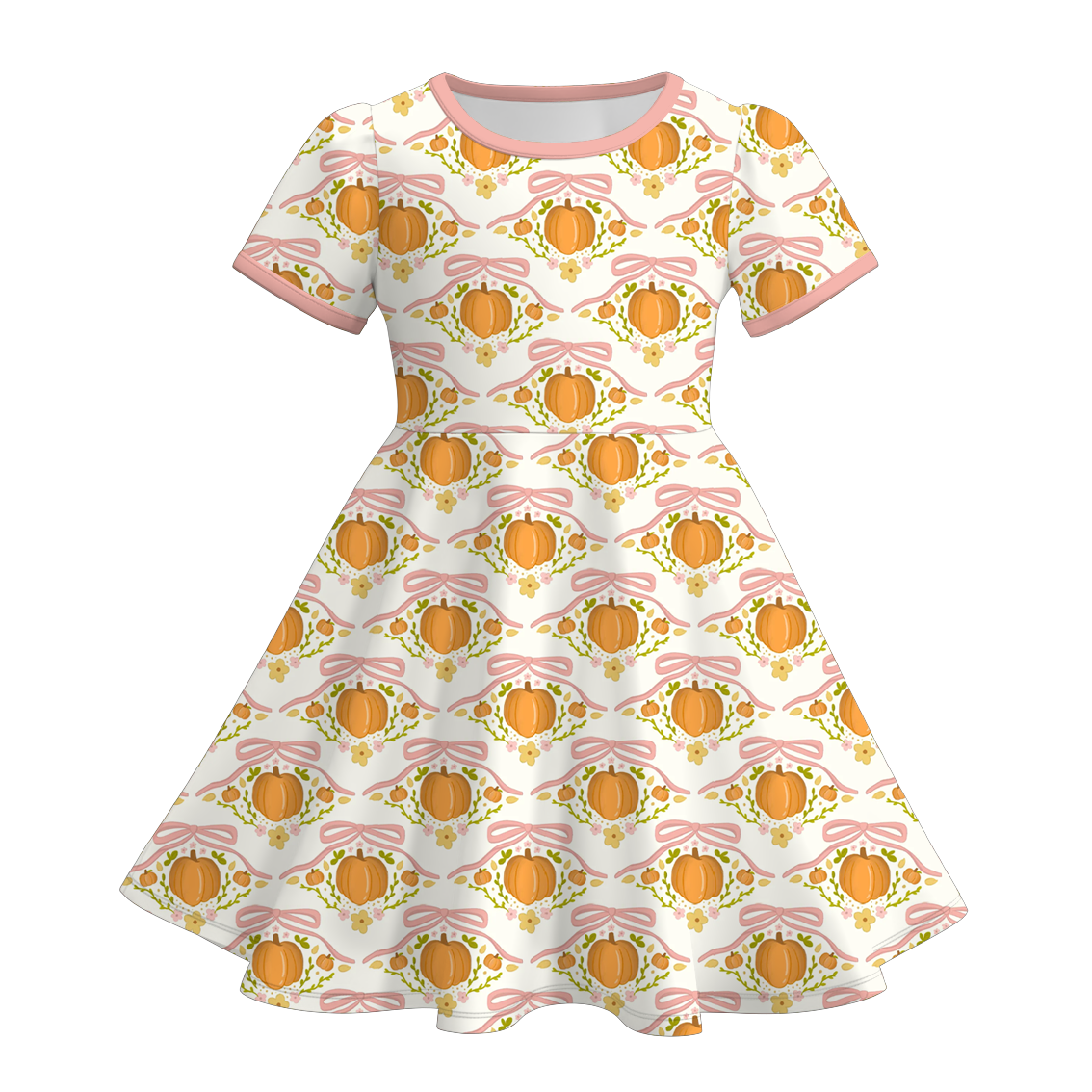 （Pre Order+Prepack Zone）Girls Halloween Pumpkin Print Dress（Mix Size）