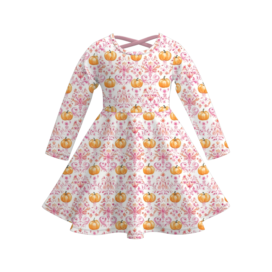 （Pre Order+Prepack Zone）Girls Fall Pumpkin Print Dress