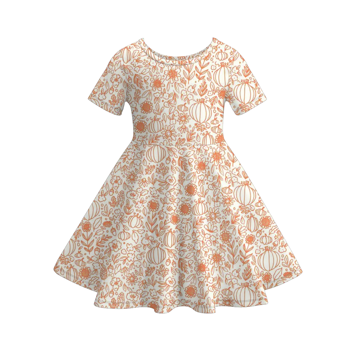 （Pre Order+Prepack Zone）Girls Fall Pumpkin Print Dress