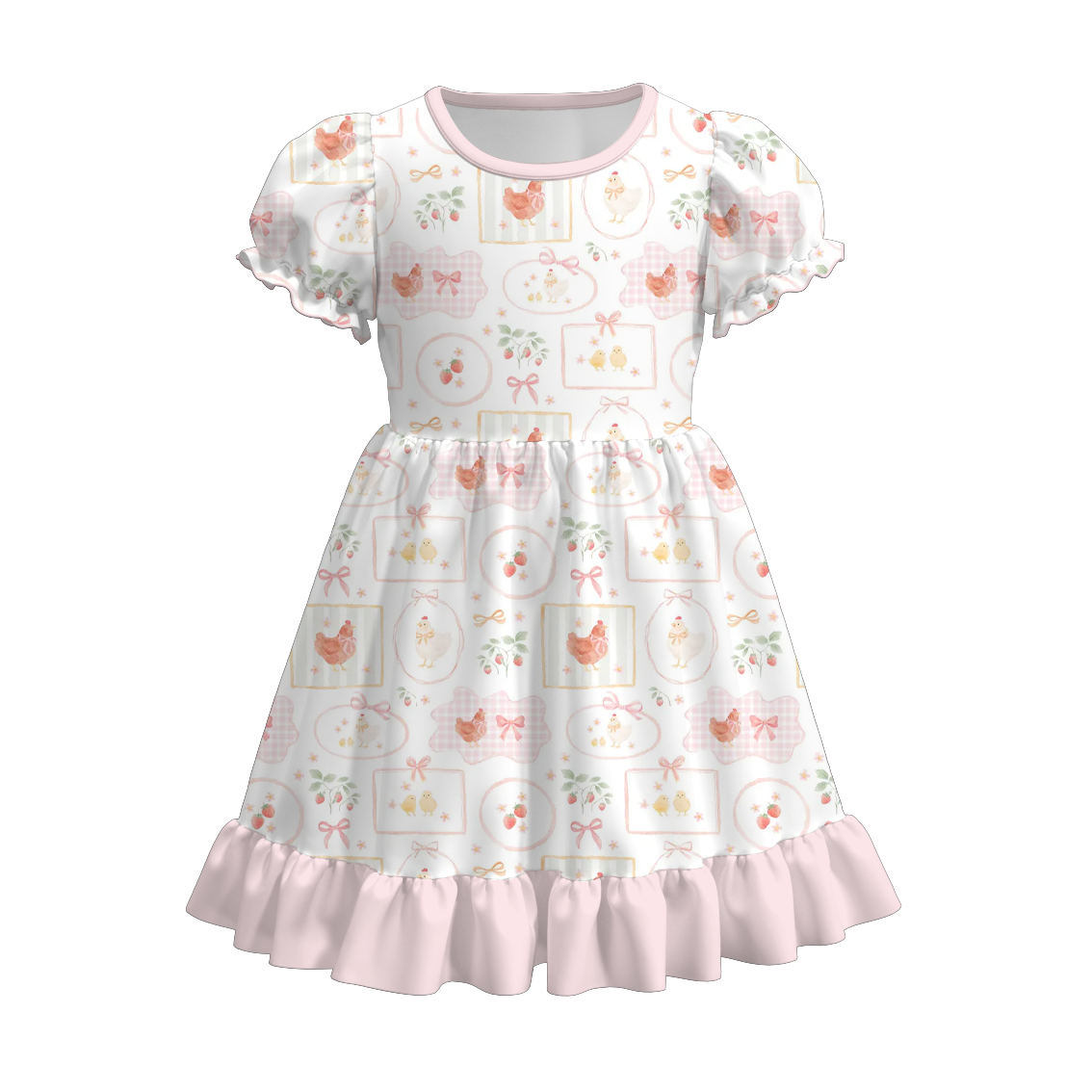 （Pre Order+Prepack Zone）Girls Fall Chick Print Dress&Outfit Set
