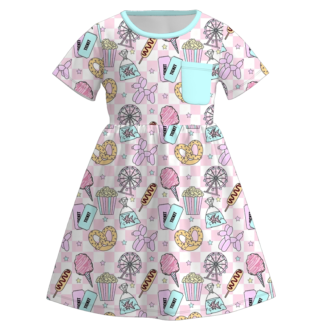 （Pre Order+Prepack Zone）Siblings Fall Amusement Park Print Dress,Set,Pants&Romper