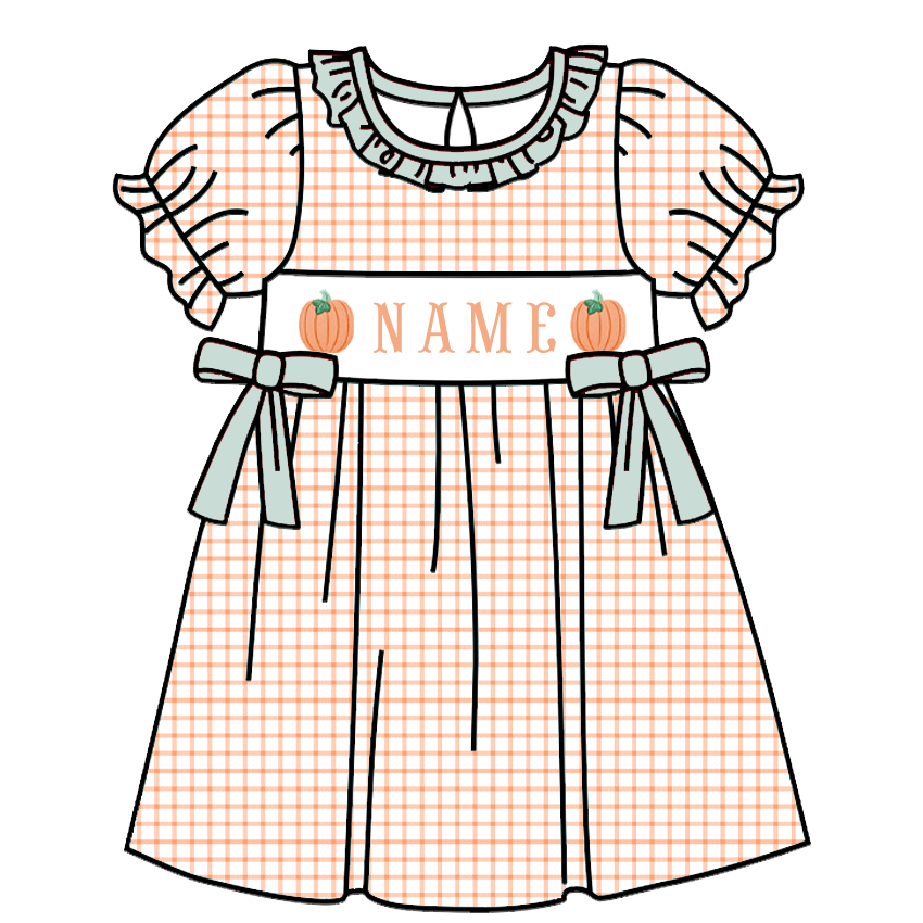 （Pre Order）Siblings Pumpkin Embroidery Smocked Dress,Set&Romper