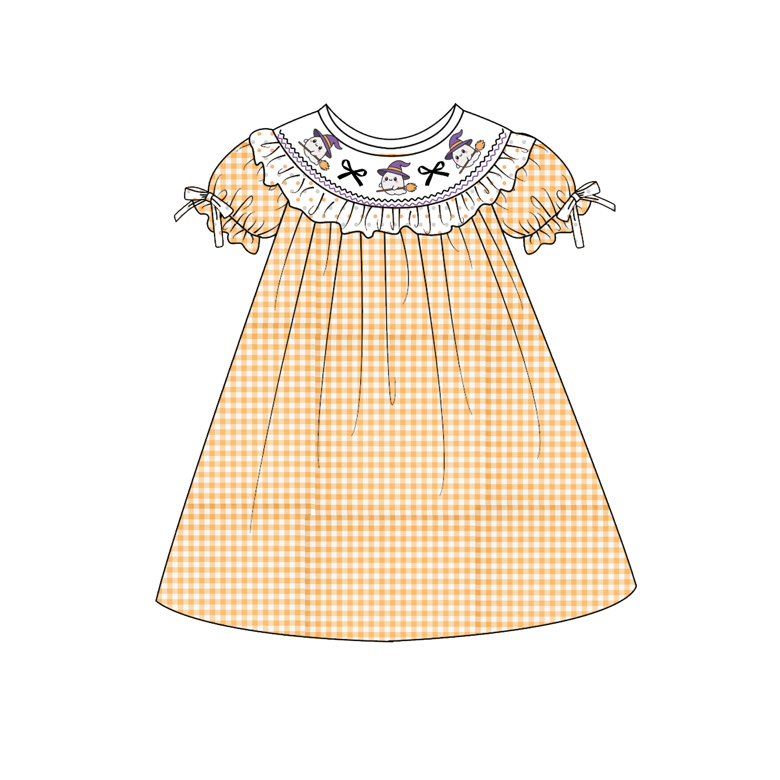 （Weekly Pre-Order）Girls Halloween Ghost Embroidery Smocked Dress&Romper（Ends Wednesday）