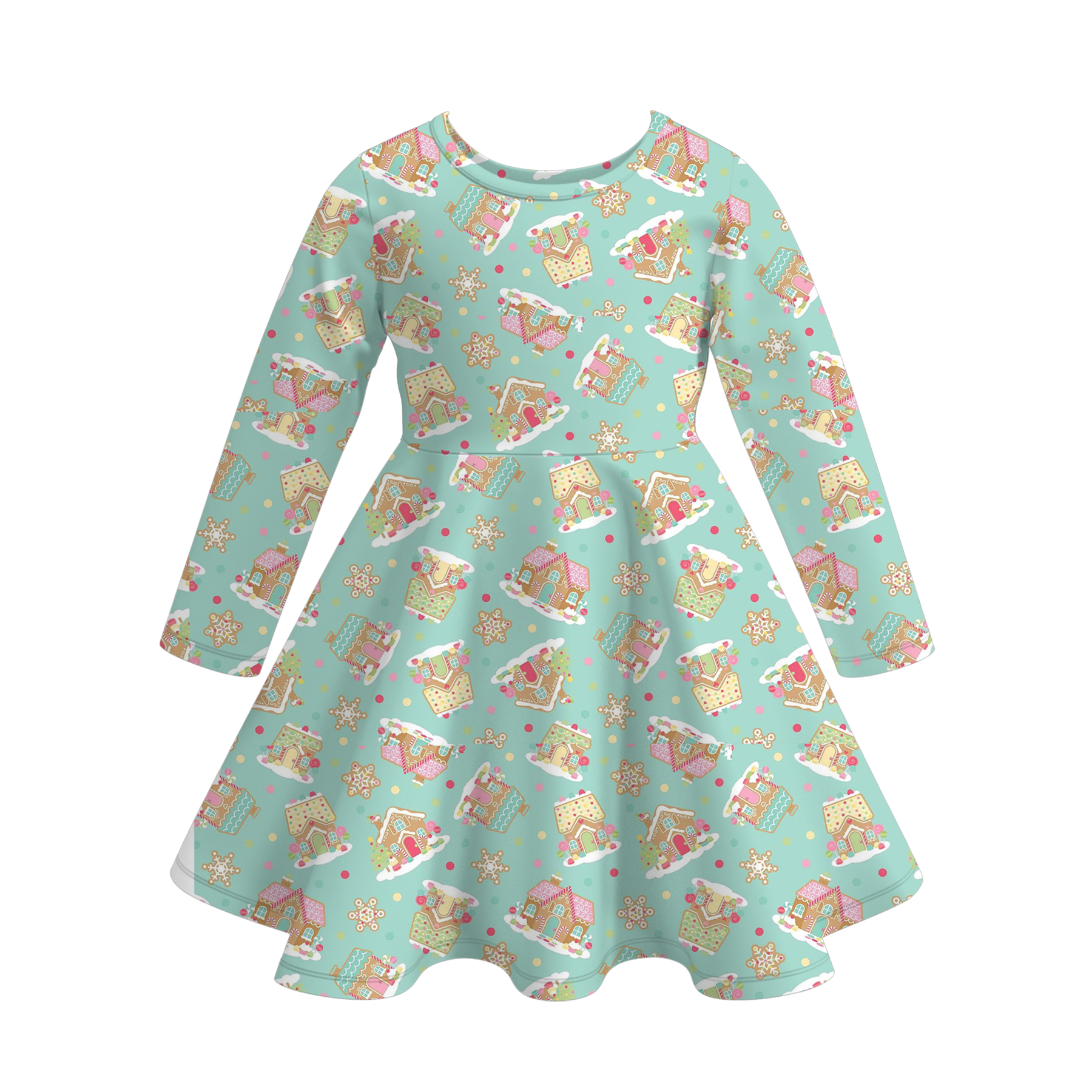 （Pre Order）Girls Christmas Bow Print Dress