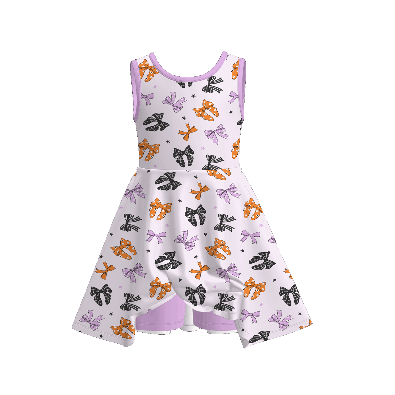 （Pre Order）Girls Halloween Bow Print Skort Dress&Set