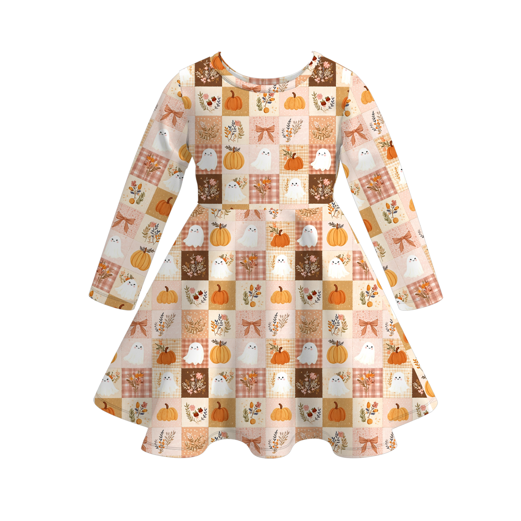 （Weekly Pre-Order）Girls Fall Halloween Print Dress&Shorts Set