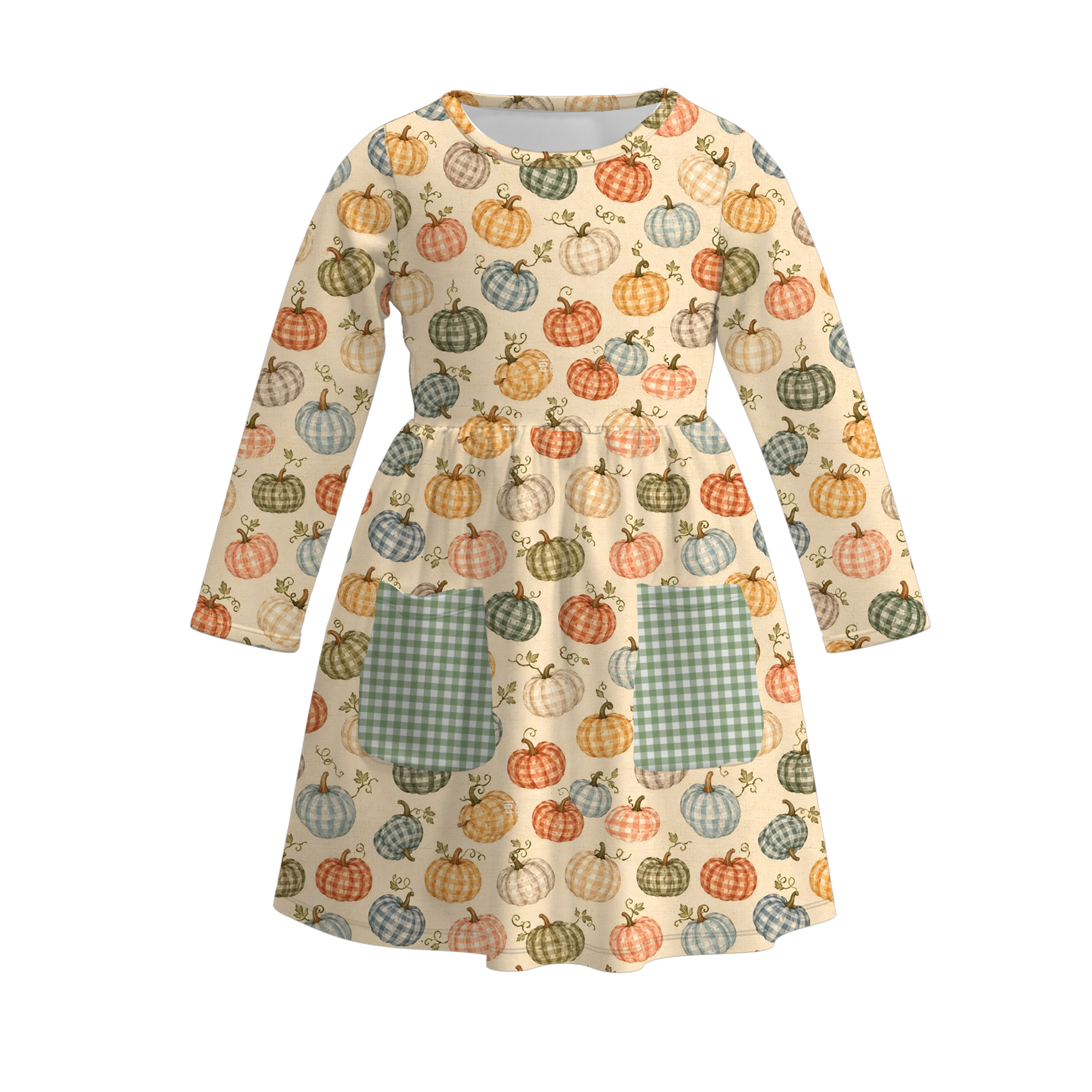 （Pre Order）Girls Fall Pumpkin Print Dress&Outfit Set