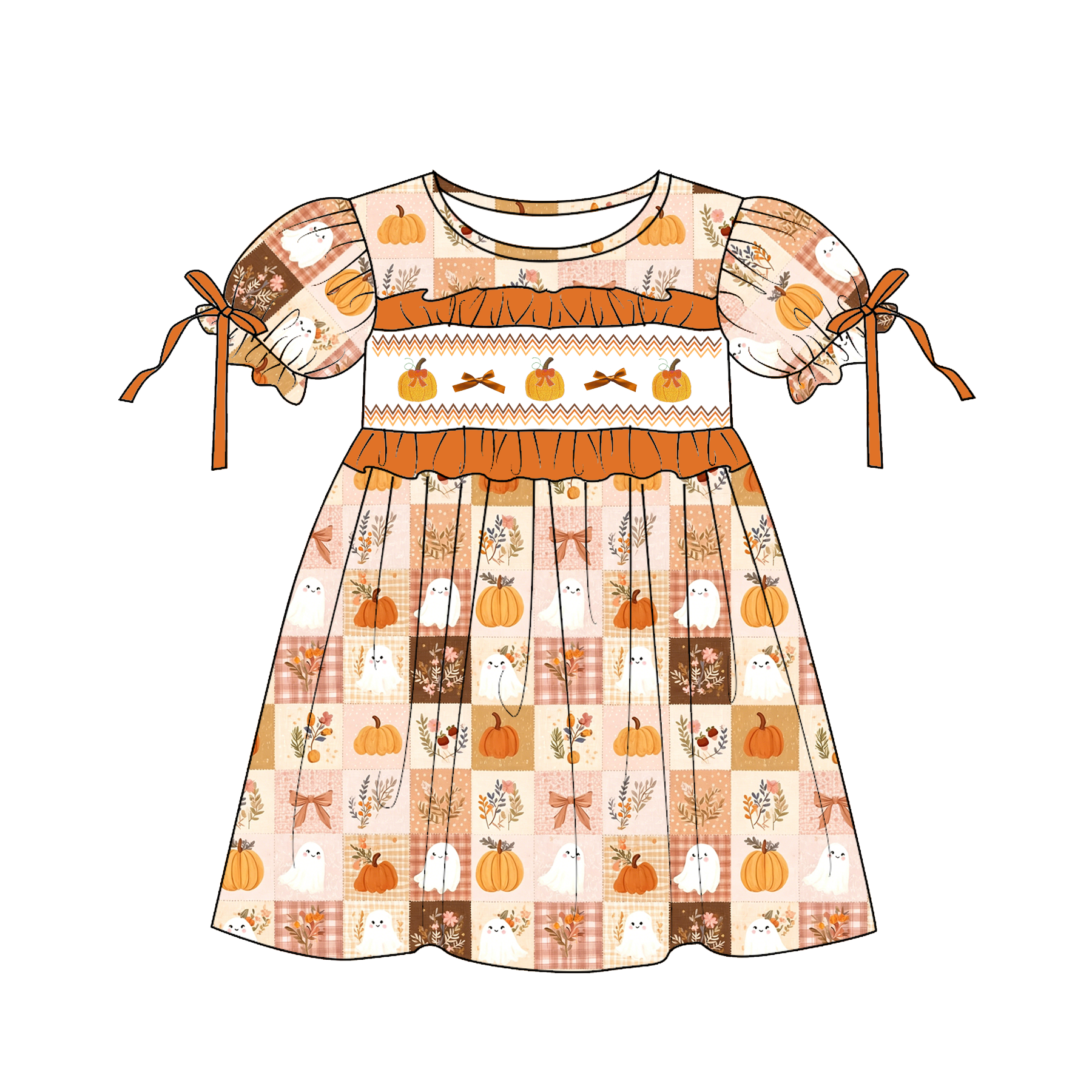 （Weekly Pre-Order）Girls Halloween Embroidery Smocked Dress&Romper