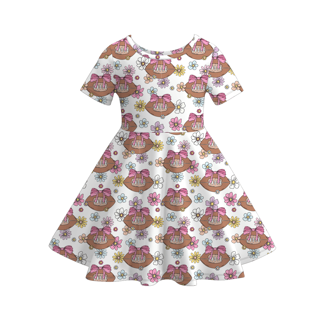 （Pre Order）Girls Fall Football Print Dress
