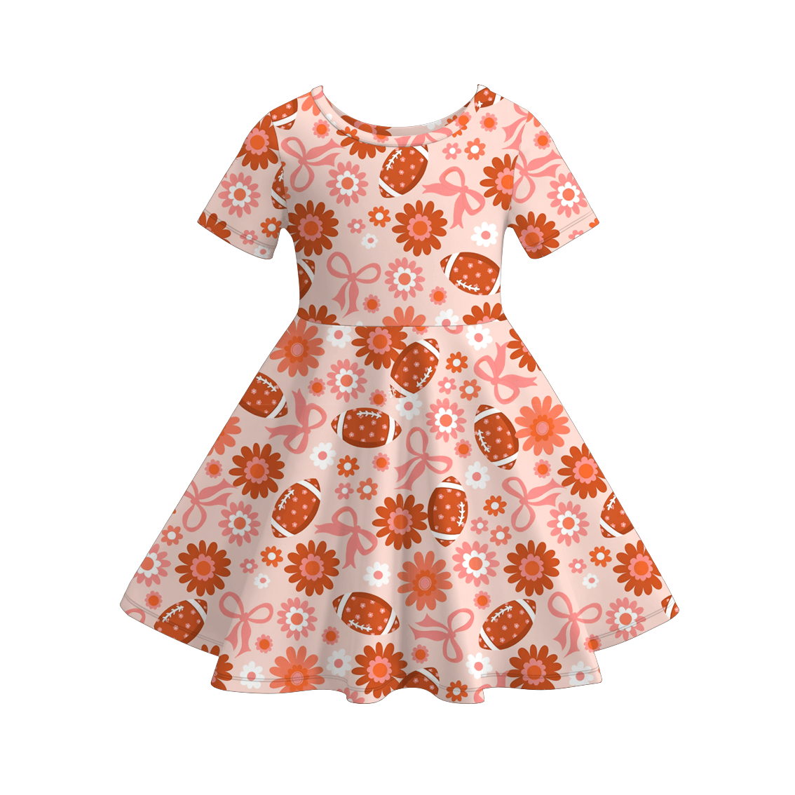 （Pre Order）Girls Fall Football Print Dress