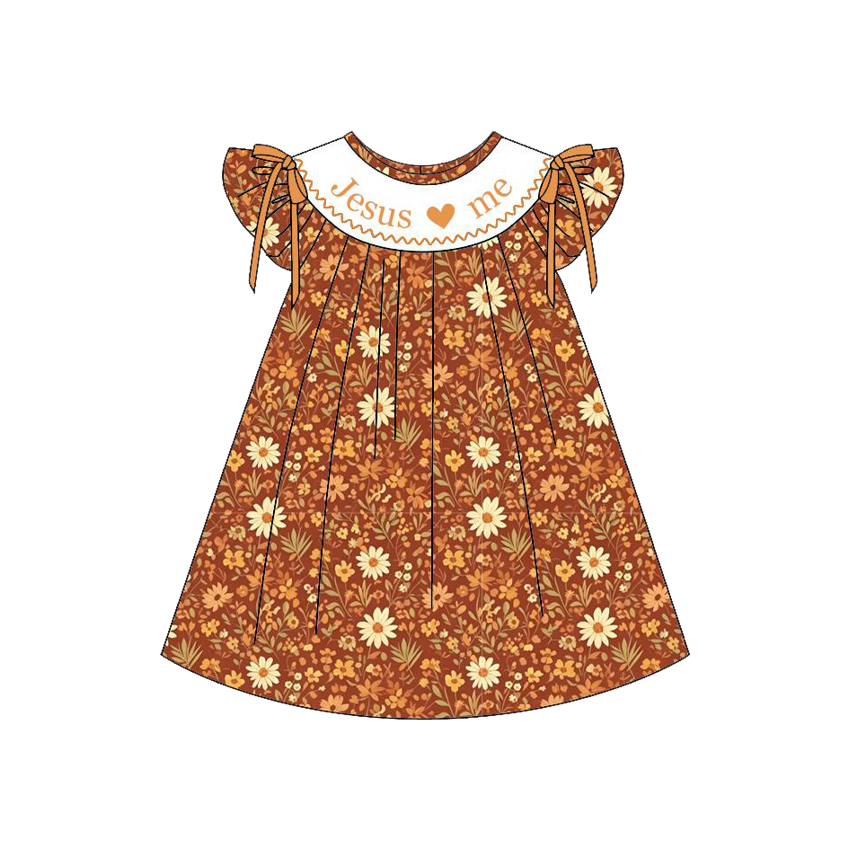 （Pre Order）Girls Fall Embroidery Smocked Dress,Set&Romper