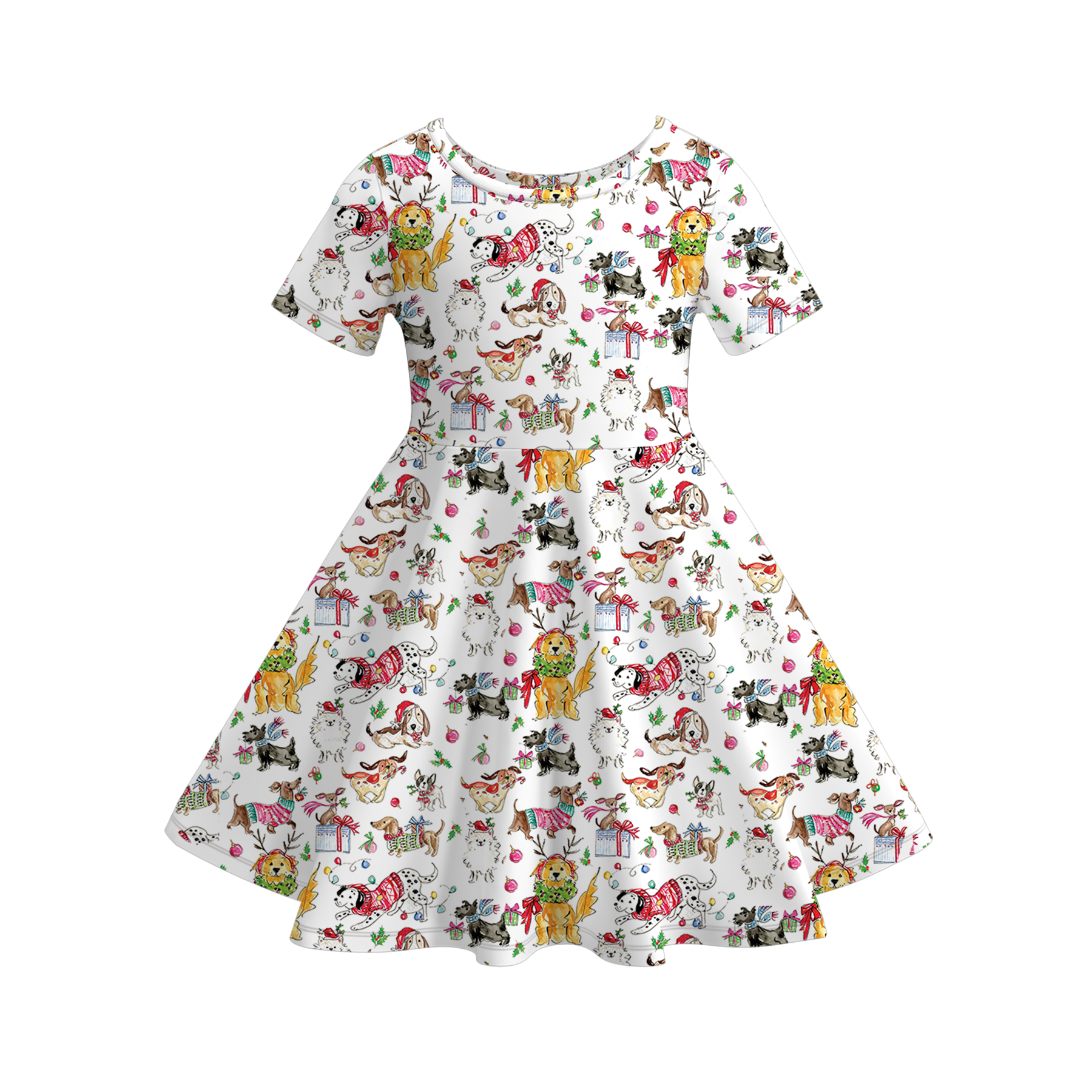 （Pre Order）Girls Christmas Print Dress&Pajamas