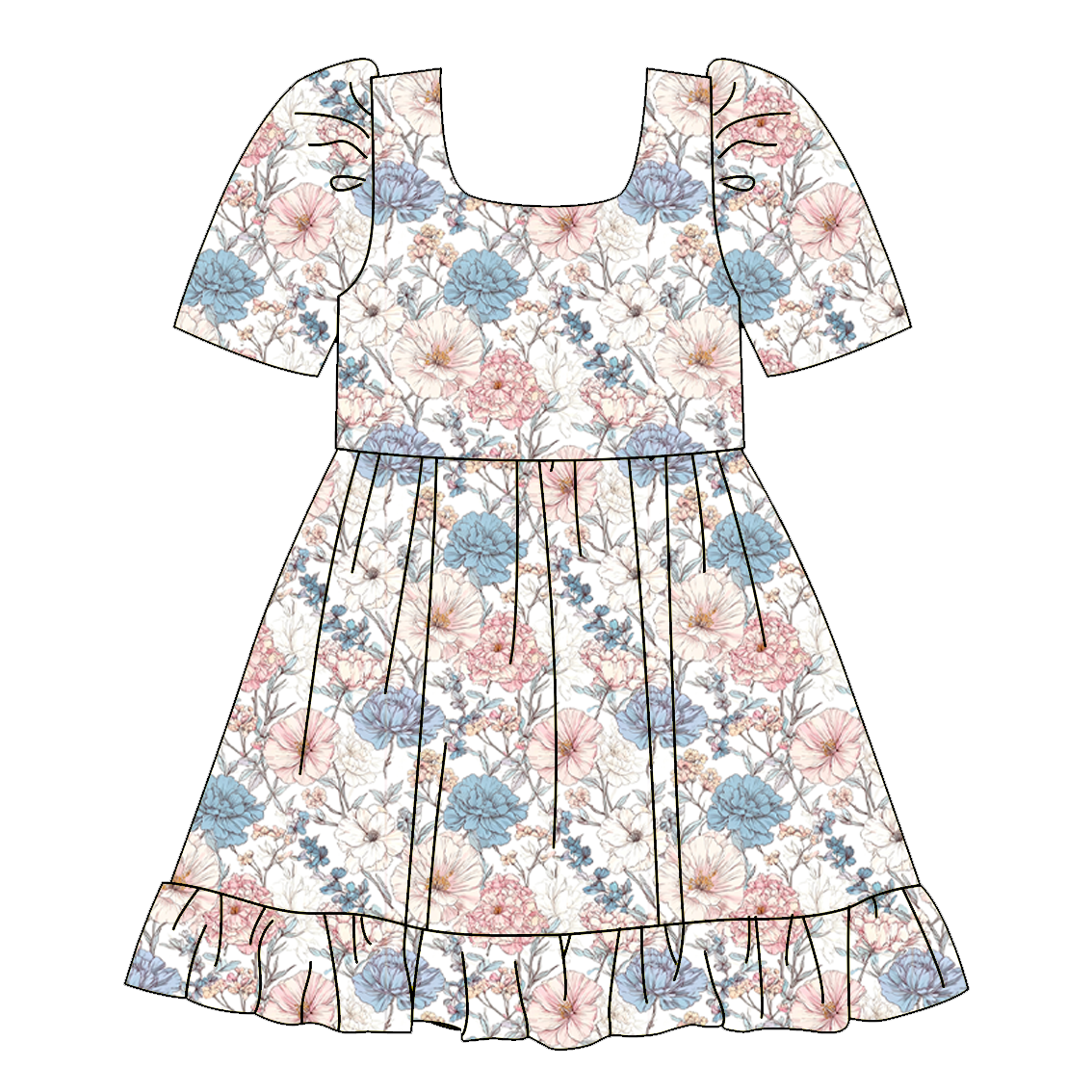 （Pre Order）Sisters Fall Floral Print Dress&Romper