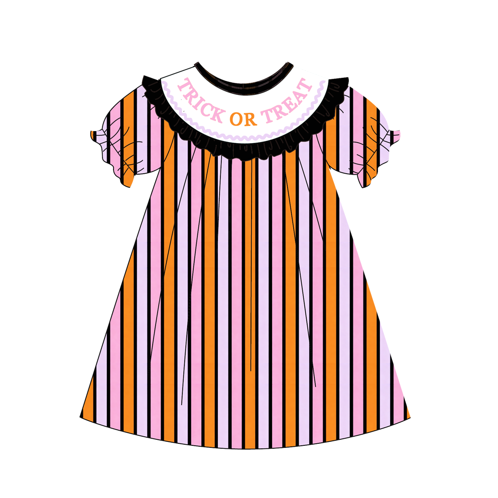 （Pre Order）Girls Halloween Embroidery Smocked Dress,Set&Romper
