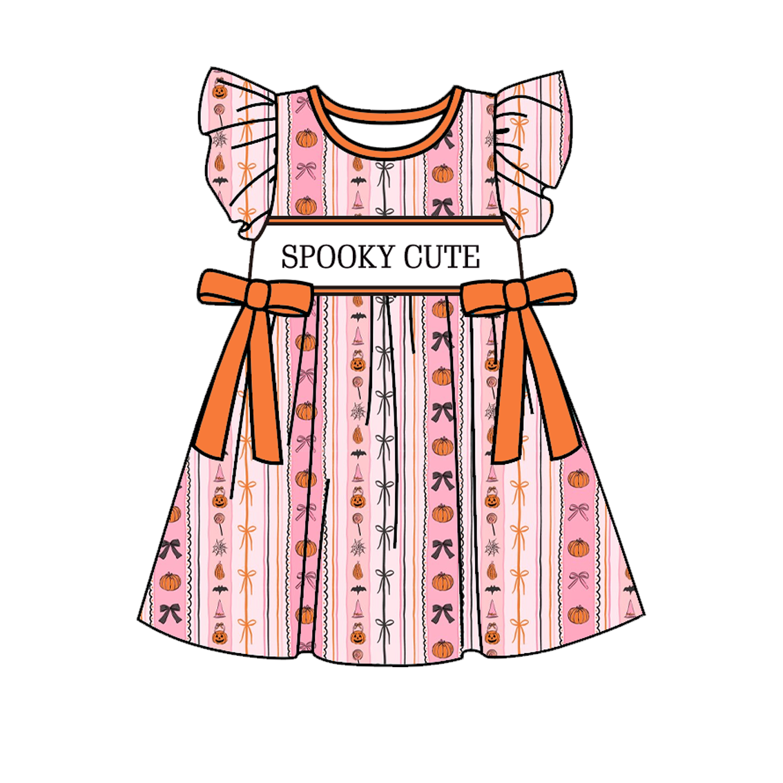 （Pre Order）Girls Halloween Embroidery Smocked Dress,Set&Romper