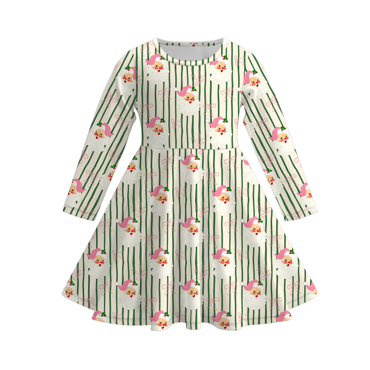 （Pre Order）Sisters Christmas Santa Claus Print Dress,Set&Romper
