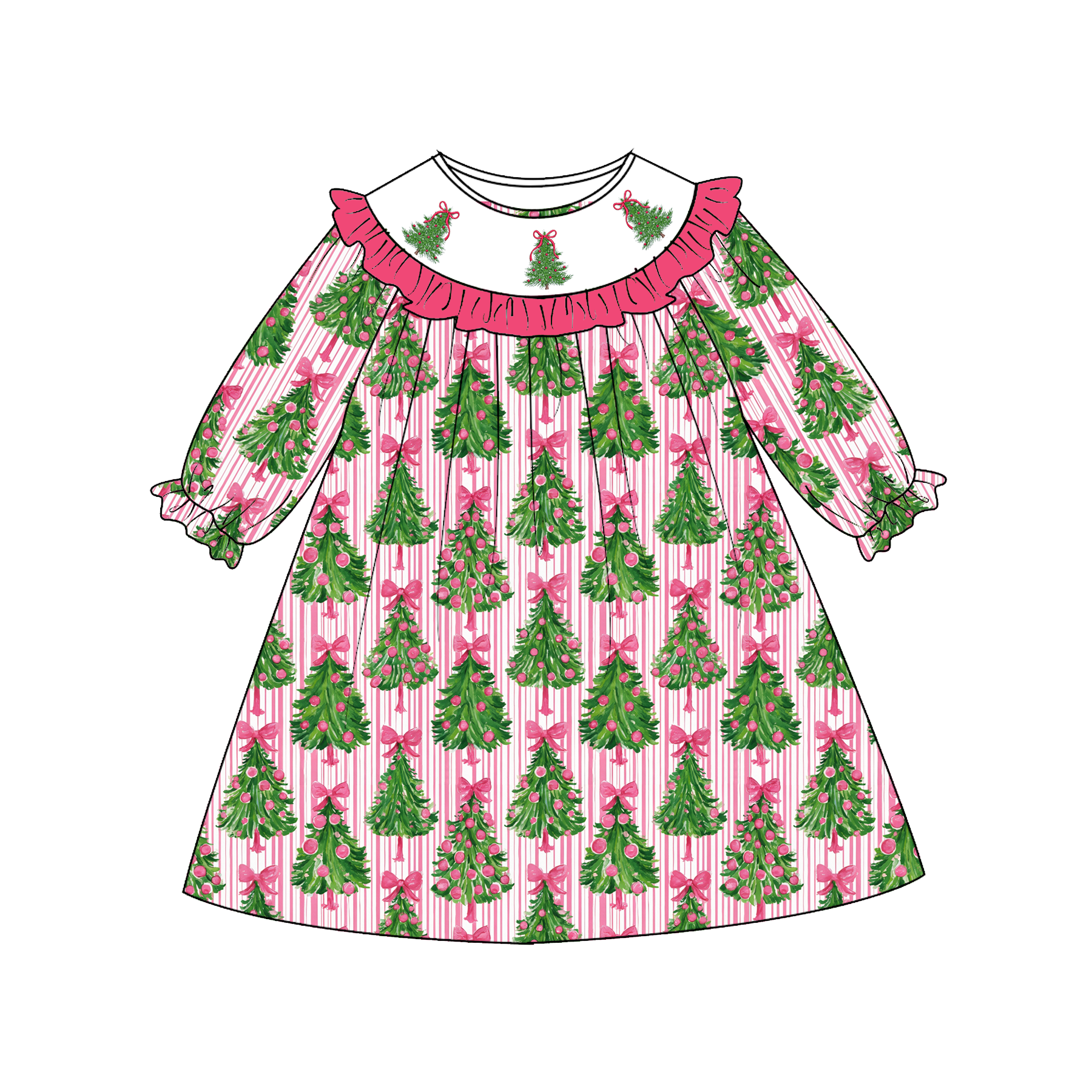 （Pre Order）Sisters Christmas Embroidery Smocked Dress,Set&Romper