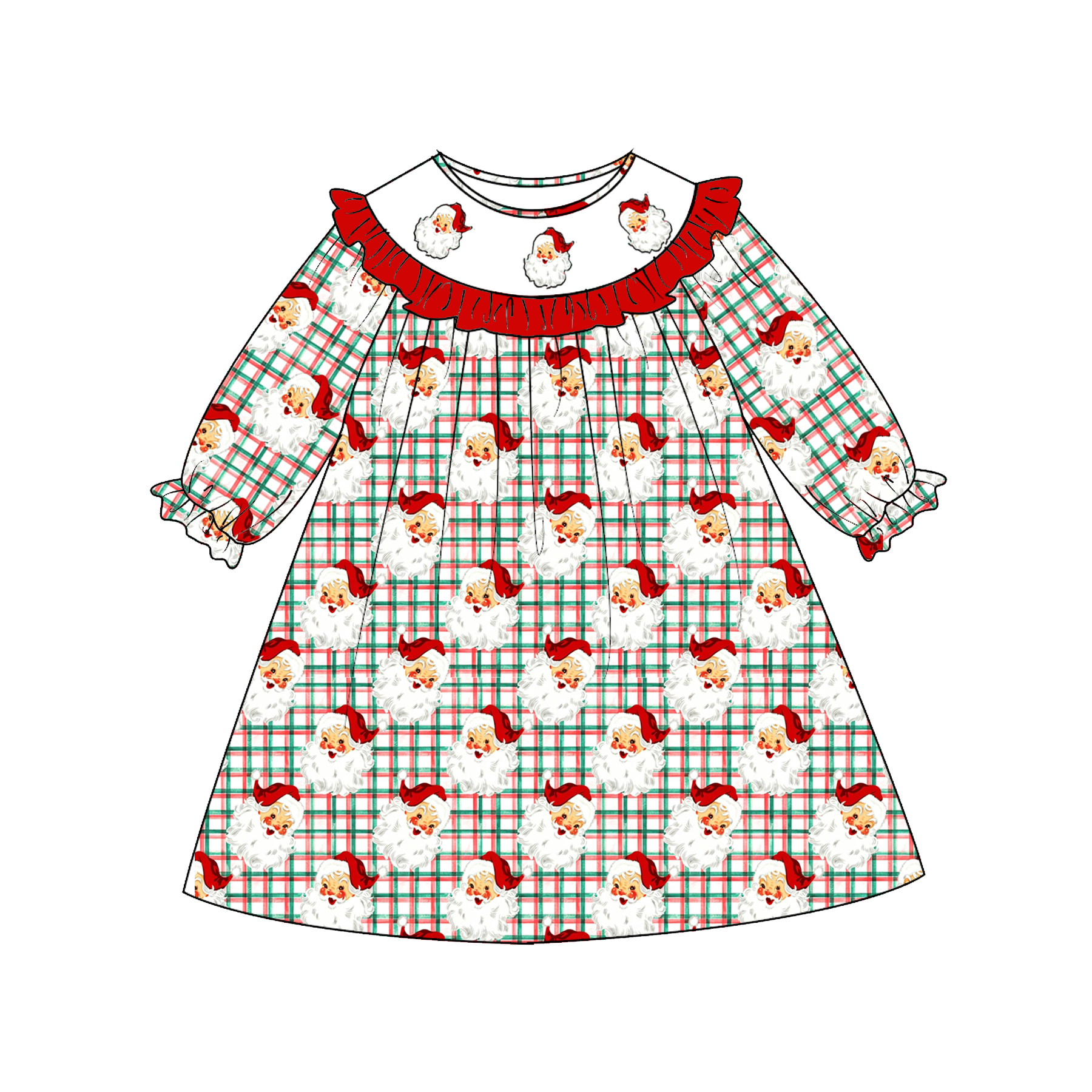 （Pre Order）Siblings Christmas Embroidery Smocked Dress,Set&Romper
