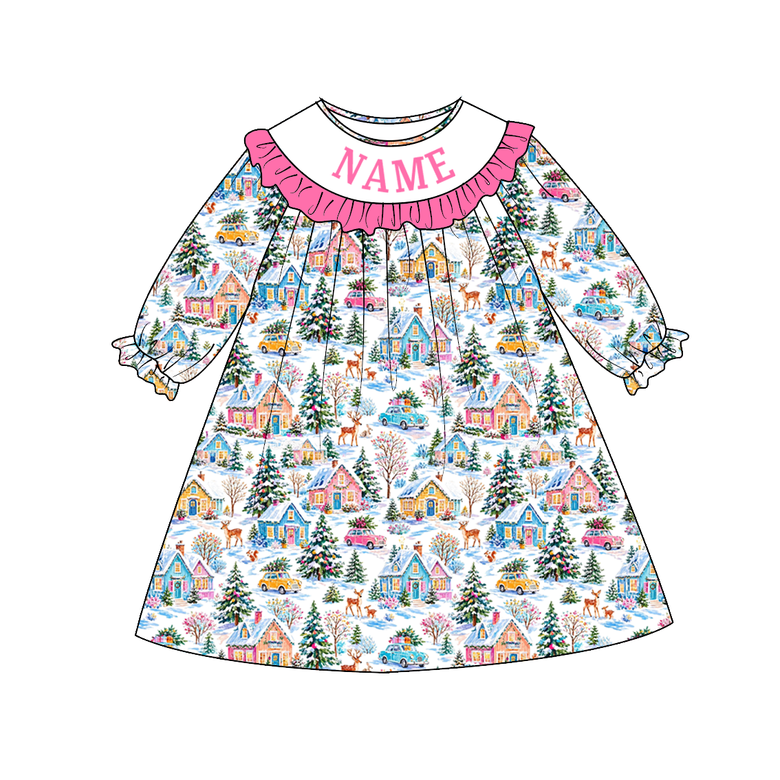 （Pre Order）Sisters Christmas Embroidery Smocked Dress,Set&Romper